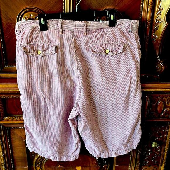 Tommy Bahama Relax 100% linen red and white striped shorts. - Picture 6 of 9